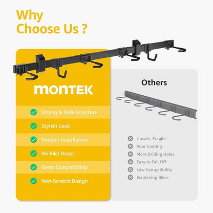 monTEK Enhanced Bike Storage Rack, Adjustable 4-Bike and 2-Helmet Hangers - Image 2