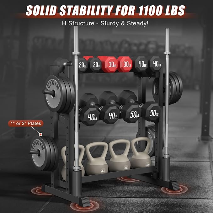 3-Tier Dumbbell Rack, 1100LB Capacity Adjustable Weight Rack - Image 2