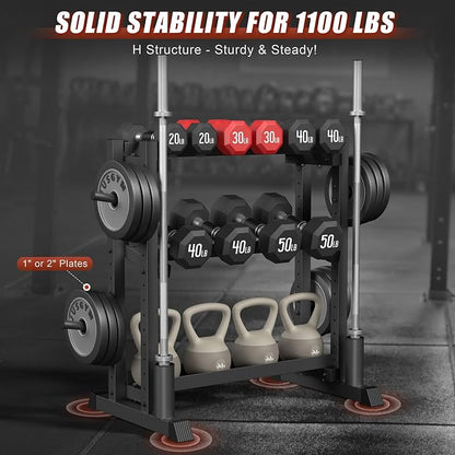 3-Tier Dumbbell Rack, 1100LB Capacity Adjustable Weight Rack - Image 2