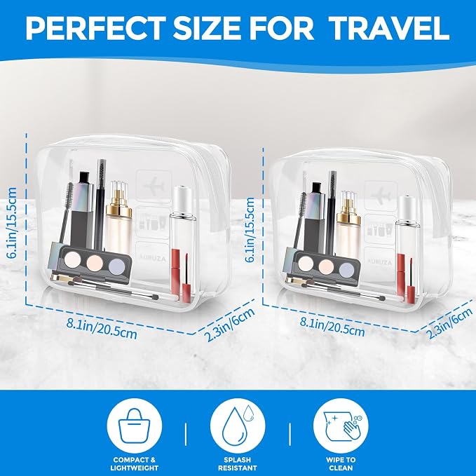 AURUZA 2 Pack Travel Toiletry Bag, TSA Approved Cosmetic Bag - Image 2