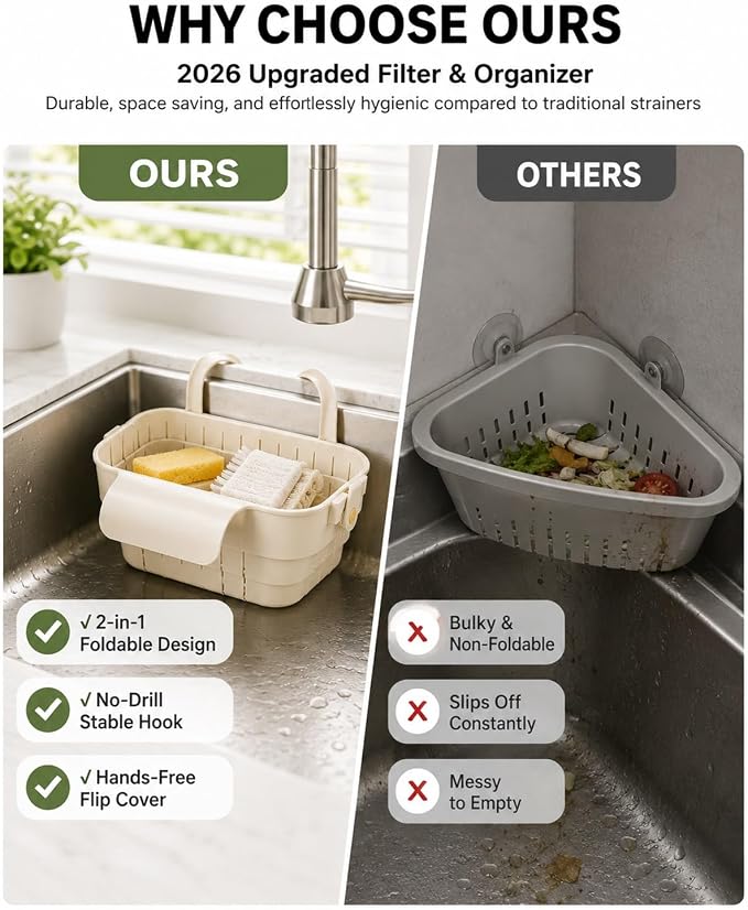 Multifunctional Foldable Hanging Sink Drain Basket Plastic Stretchable Kitchen - Image 6