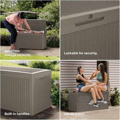 80 Gallon Resin Deck Box, Waterproof Outdoor Storage Box - Image 7