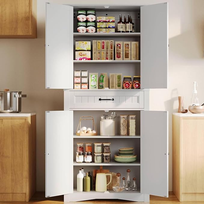 Gizoon 71'' Kitchen Pantry Storage Cabinet, Freestanding Pantry Organizers and by Gizoon