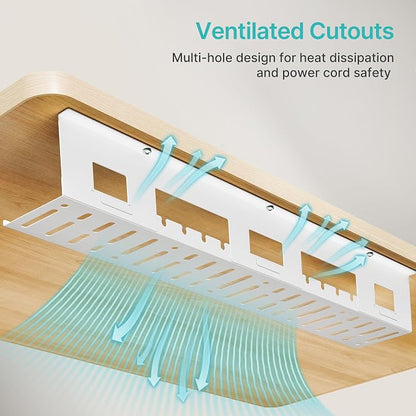 Under Desk Cable Management Tray, 31.5 Inches Metal Cord Organizer Rack - Image 7