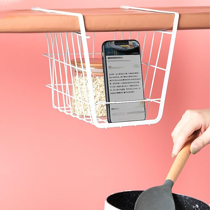 Fdit Metal Wire Rack Hanging Shelf, Under Cabinet Shelf Basket Organizer - Image 6