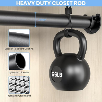 Closet Rods for Hanging Clothes, 17 to 99 Inch Stepless Adjustable Closet Rod - Image 3