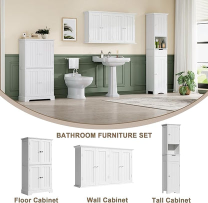 ChooChoo Laundry Cabinet with 4 Doors and Adjustable Shelves | 9.06"D x 40.9"W - Image 5