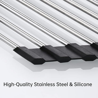 Tomorotec Foldable Stainless Steel Triangle Roll-Up Dish Drying Rack - Image 2