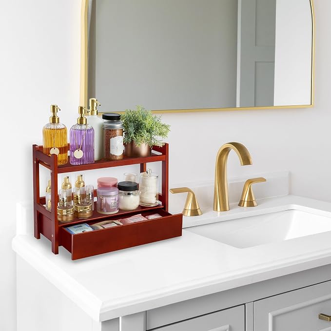 Sorbus Bamboo Bathroom Counter Organizer – 2-Tier Shelf - Image 5