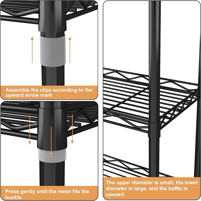 HOMEFORT 5-Tier Wire Shelving 5 Shelves Unit Metal Storage Rack Durable - Image 4