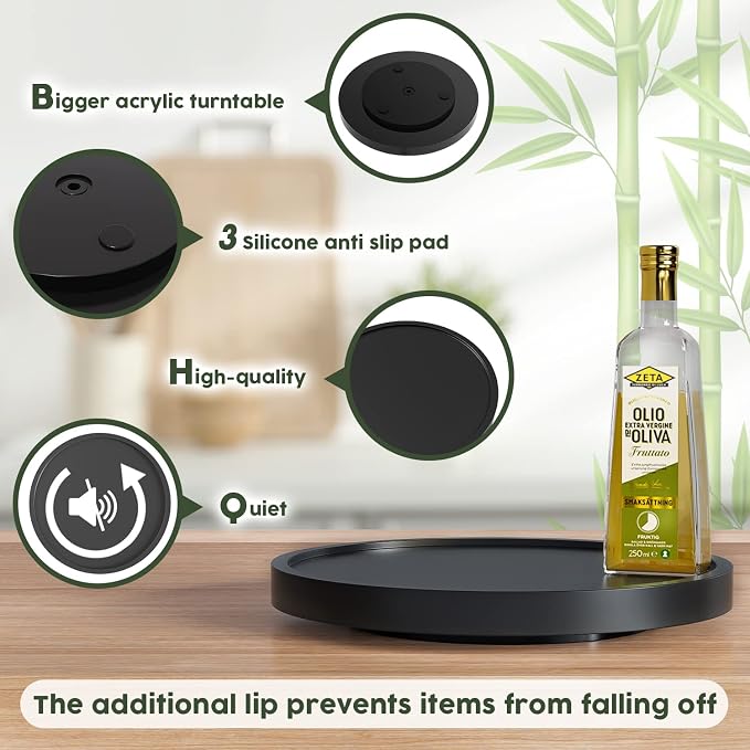 Turntable Vanity Tray 10 Inch for Perfume Candle, Bamboo Kitchen Sink - Image 6