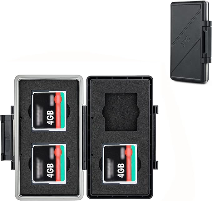 4 Slots CF Card Holder, Water-Resistance Anti-Shock Compact Flash Card Case by JJC