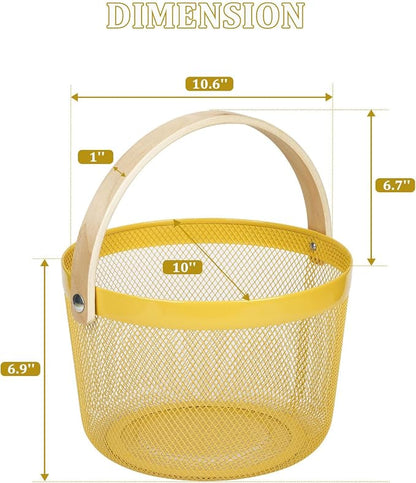 IBWell Bucket-Shape Metal Wire Woven Fruit Storage Bowl Basket - Image 2