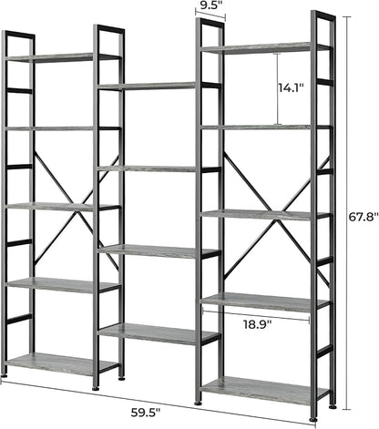 SUPERJARE Triple Bookshelf, Bookcase - Image 3