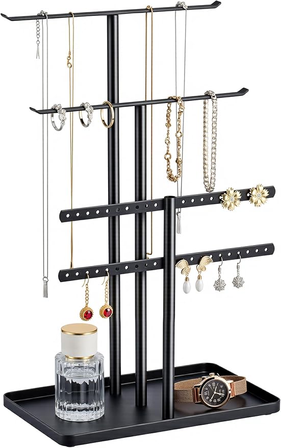 pickpiff Jewelry Stand Organizer, 14.5" Tall Sturdy Metal, 3-Tier Jewelry Holder by pickpiff
