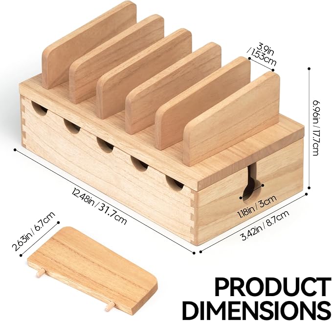 KIRIGEN Wood Charging Station Rack Organizer - Image 7