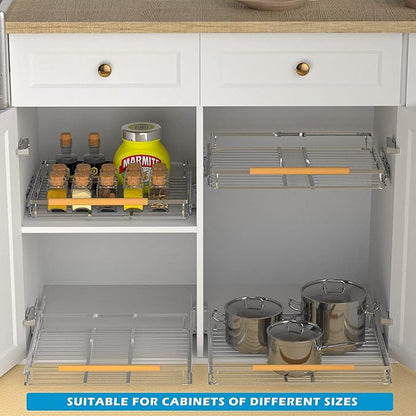 Large Pull Out Cabinet Organizer, Heavy Duty Cabinet Expandable Pull Out Shelves - Image 5