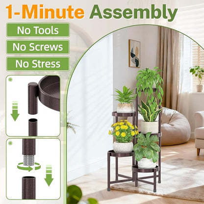 iDavosic.ly Plant Stand Indoor Outdoor, 5 Tier Corner Metal Flower Display - Image 2