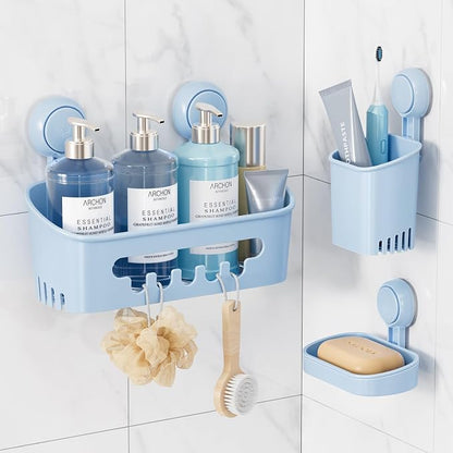 LEVERLOC Shower Caddy Suction Cup Set Shower Organizer & Soap Holder & by LEVERLOC