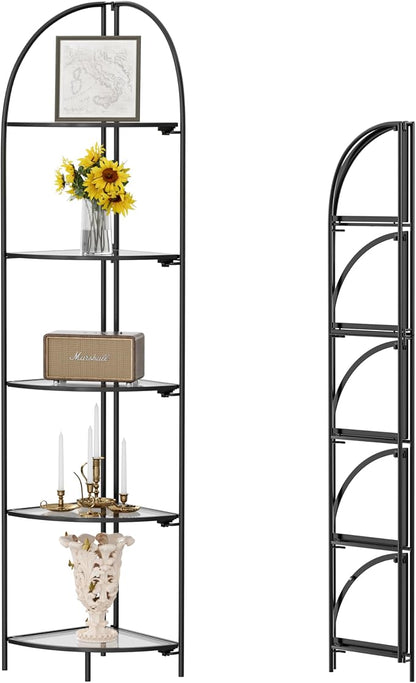 Crofy Foldable 5 Tier Corner Shelf, Metal Corner Plant Stand by CrofyLLC