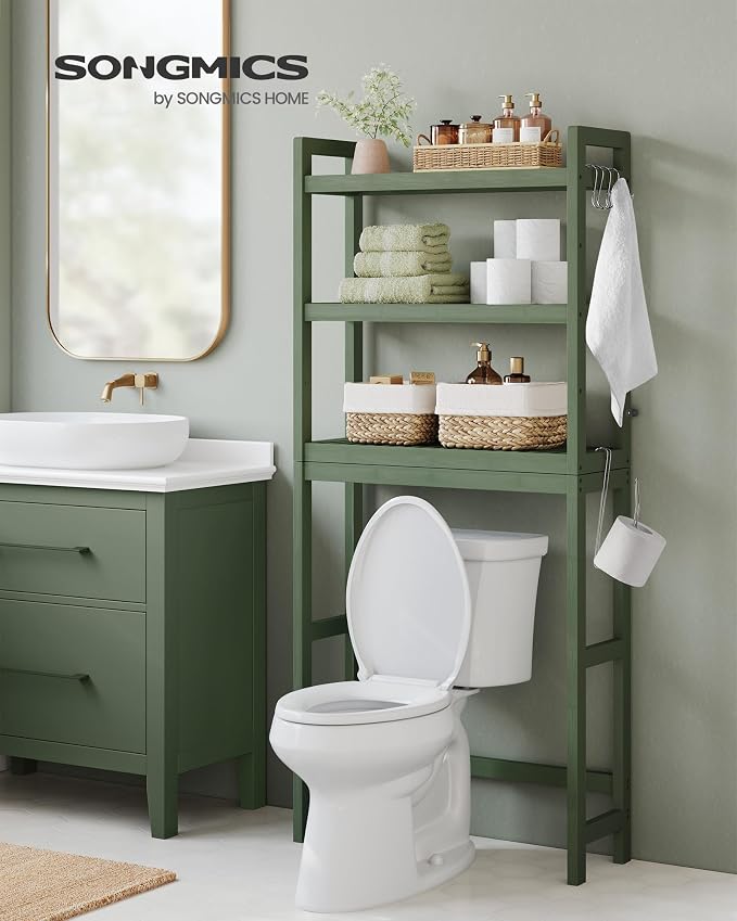 SONGMICS Over The Toilet Storage, 3-Tier Over Toilet Bathroom Organizer - Image 2