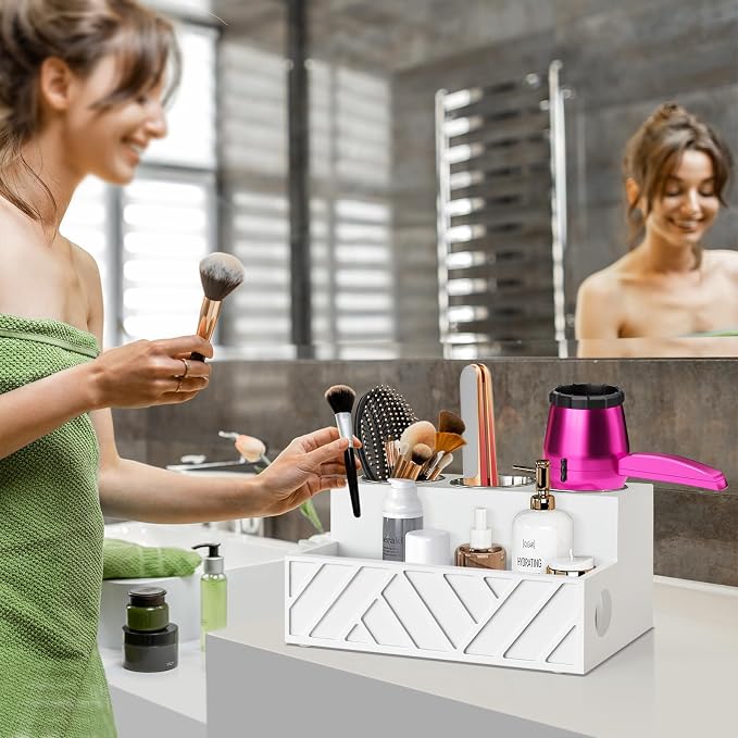 Hair Tool Organizer, Hair Dryer Holder Wall Mounted, Bathroom Countertop - Image 2