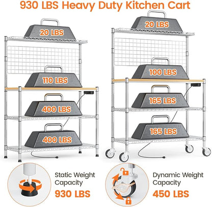 Leteuke Bakers Rack with Power Outlet & Storage, 36 Inch Microwave Stand - Image 7