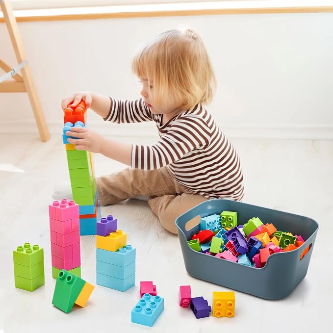 Tlence 12 Pack Colorful Plastic Storage Baskets, Classroom Organizer Bins - Image 8