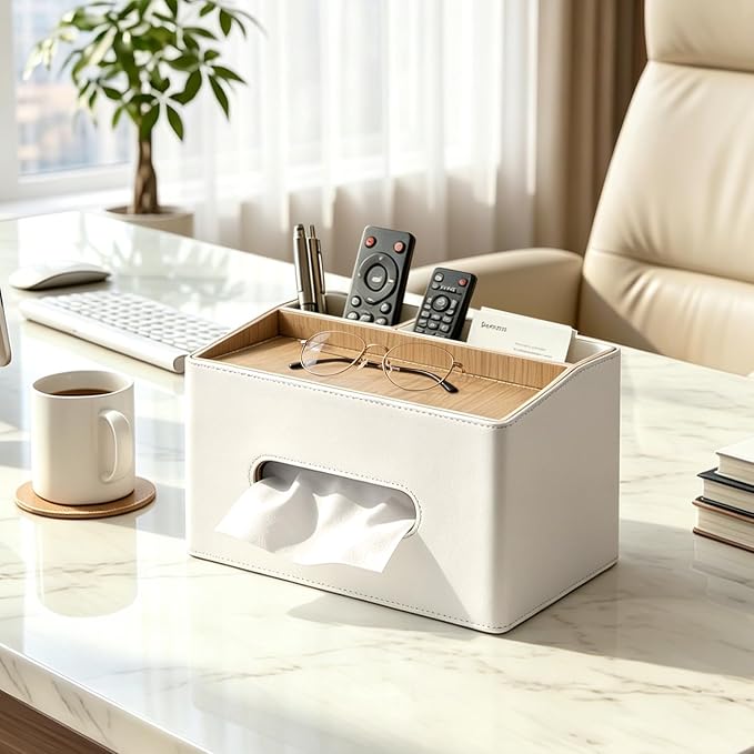 PU Leather Tissue Box Holder Rectangle, Facial Tissue Cover - Image 7