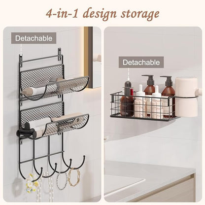 4 tiers Hair Dryer Holder Styling Tool Organizer Wall-Mounted Storage Wire - Image 5