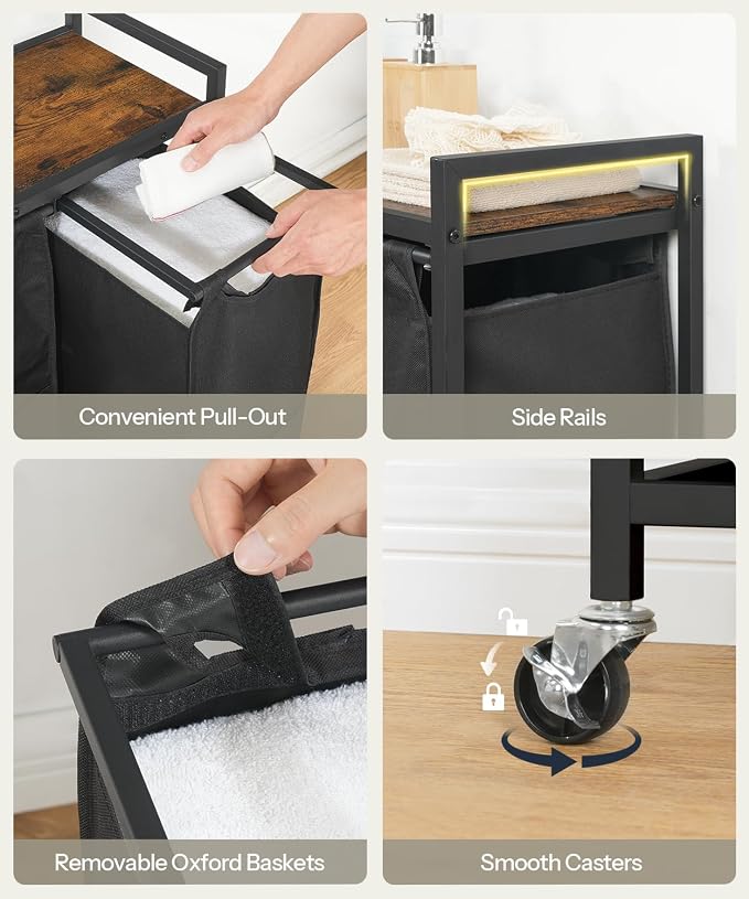 HOOBRO Laundry Sorter with 4 Section, 39 Gal. Laundry Hamper with Wheels - Image 6