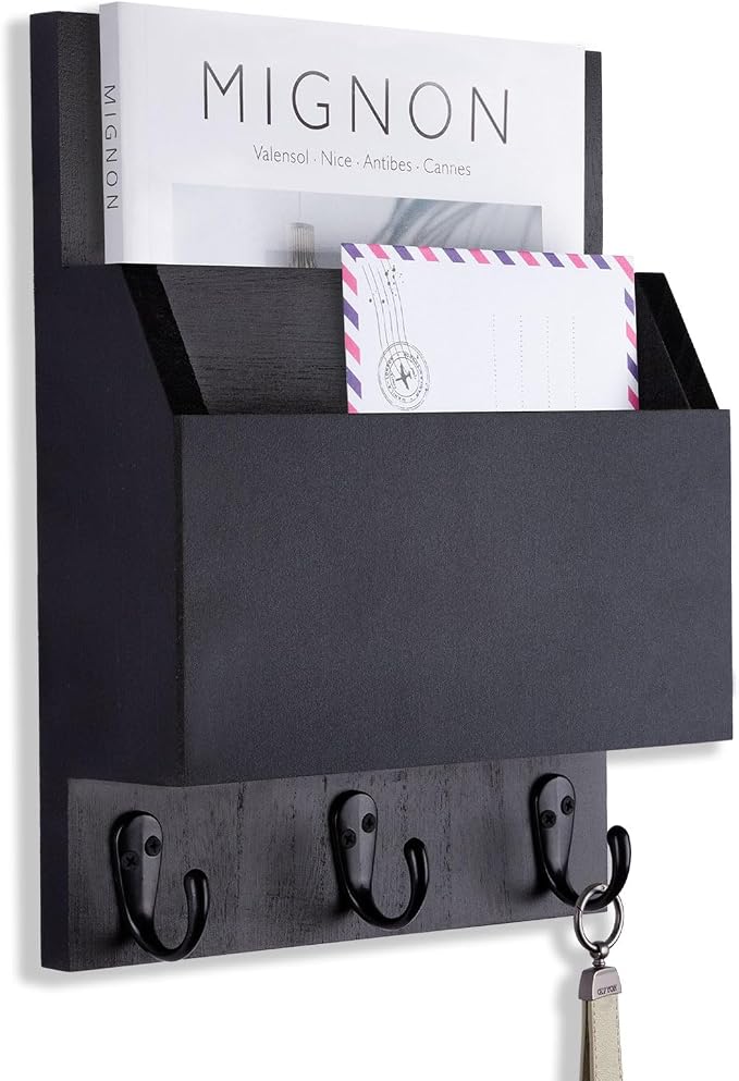 Key and Mail Holder for Wall Mount, Entryway Mail Holder by Lucundm