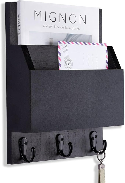Key and Mail Holder for Wall Mount, Entryway Mail Holder by Lucundm