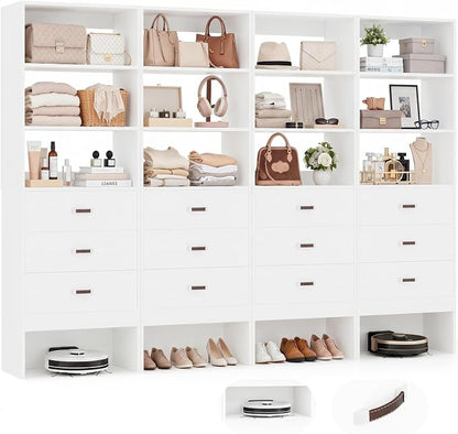 8FT Closet System with Leather Handles, Wood Wardrobe Closet Organizer and by Armocity