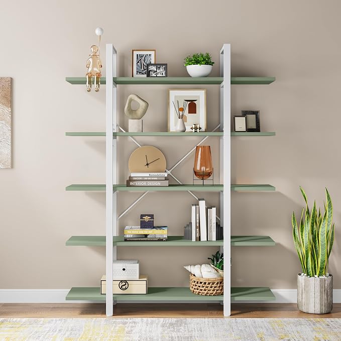 Tribesigns 5-Tier Bookshelf, Vintage Industrial Style Bookcase 72 H x 12 W x - Image 3