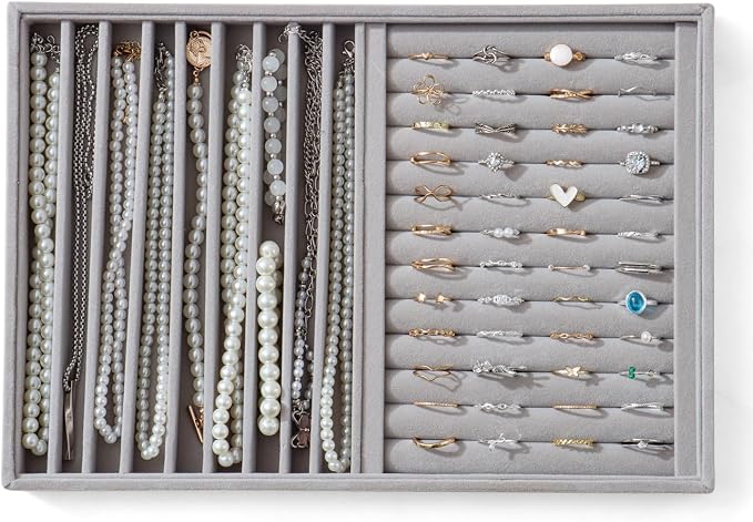 Large Jewelry Organizer for Drawer Insert Velvet Stackable Jewelry Trays for by Unknown