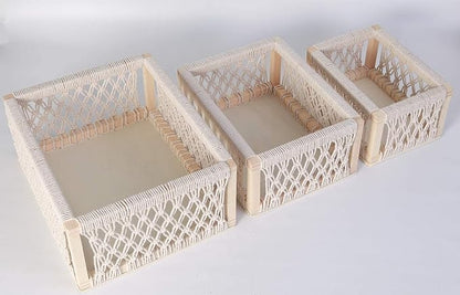 Macrame Baskets for Storage Set of 3, Perfect Pampas Grass Holder - Image 9