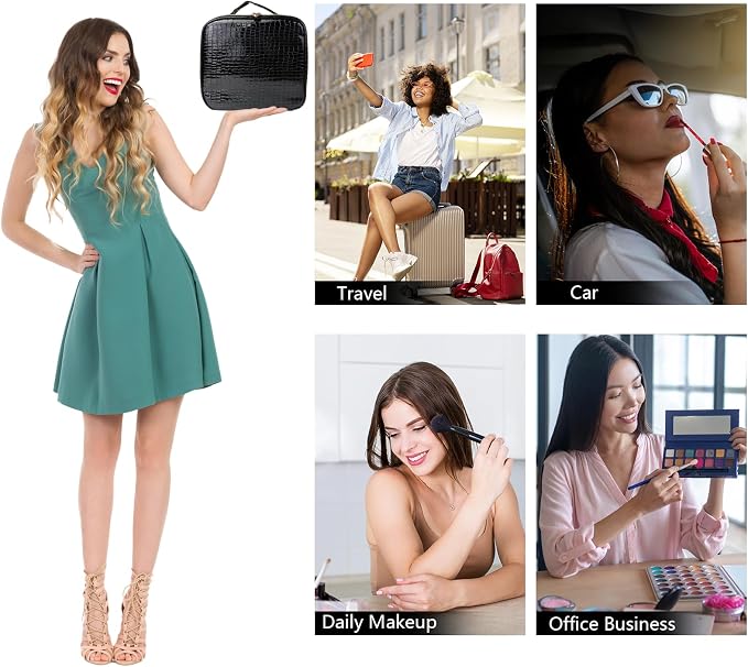 Travel Makeup Bag Makeup Cosmetic Train Case Organizer Portable Storage Bag - Image 8