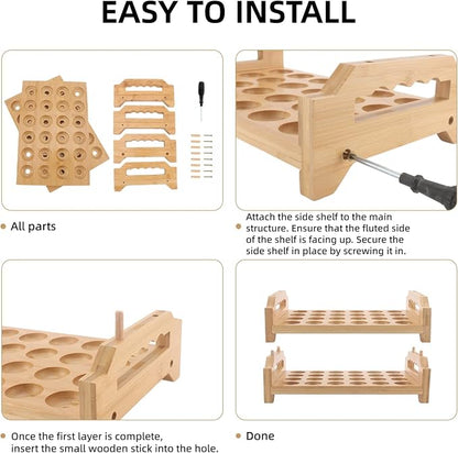 Egg Holder, 2 Tier Egg Holder Countertop, Bamboo Egg Organizer and Storage - Image 6