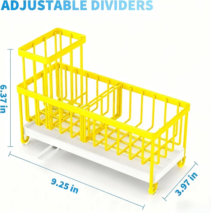 Cisily Yellow Sponge Holder for Kitchen Sink, Sink Caddy Organizer - Image 2