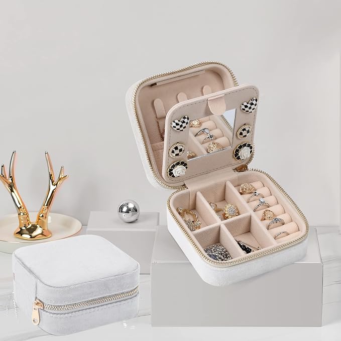 Dajasan Velvet Jewelry Box, Mini Travel Jewelry Case, Portable Travel Jewelry - Image 2