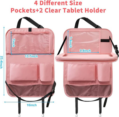Car Backseat Organizer with Tray, Seat Back Table Holder with 6 Storage Pockets - Image 2