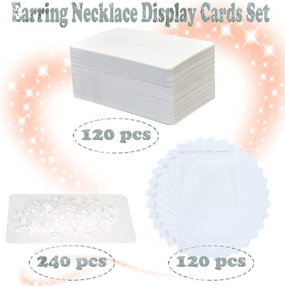 White Earring Display Cards Set | 100 Pcs Earring Card Holder 100 Pcs Self - Image 3