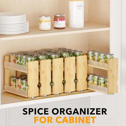SpaceAid Bamboo Pull Out Spice Rack Organizer - Image 6