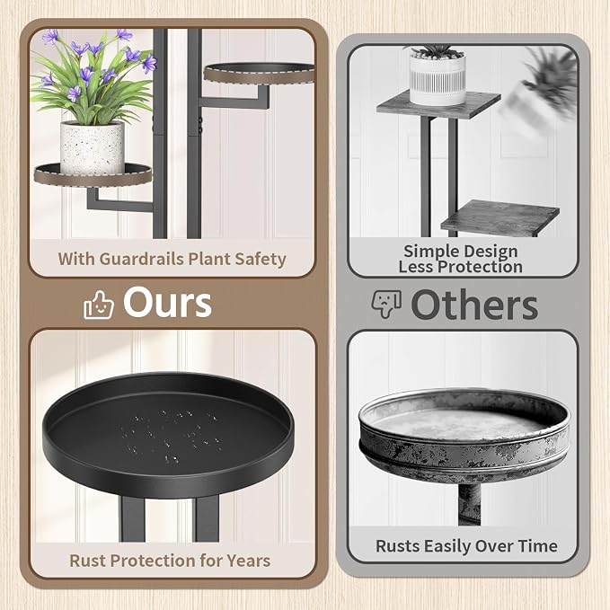 LASZOLA Black 5 Tiered Plant Stand Indoors Heavy Duty Metal Rack, Sturdy Multi - Image 4