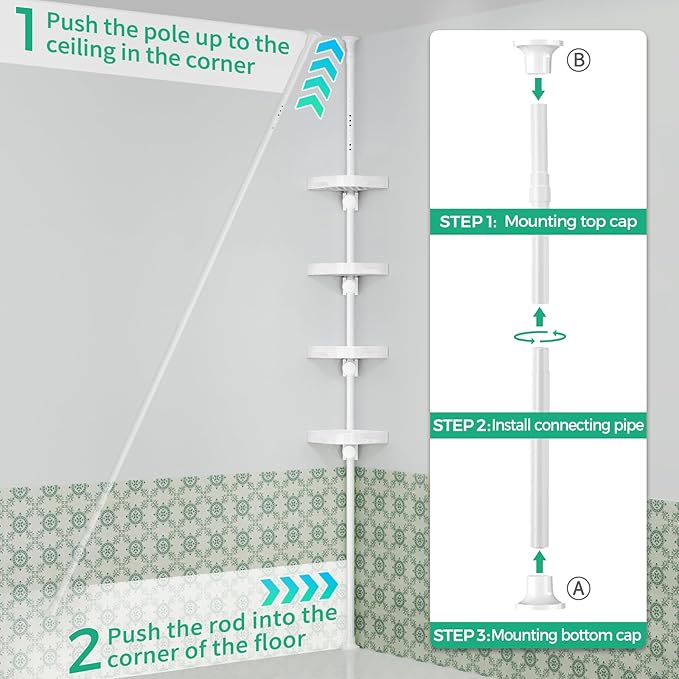 shuang qing 4-Tier Corner Shower Caddy Tension Pole Organizer - Image 6