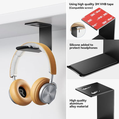 Headphone Stand Hanger, Headset Holder Mount, Aluminum Hook - Image 2