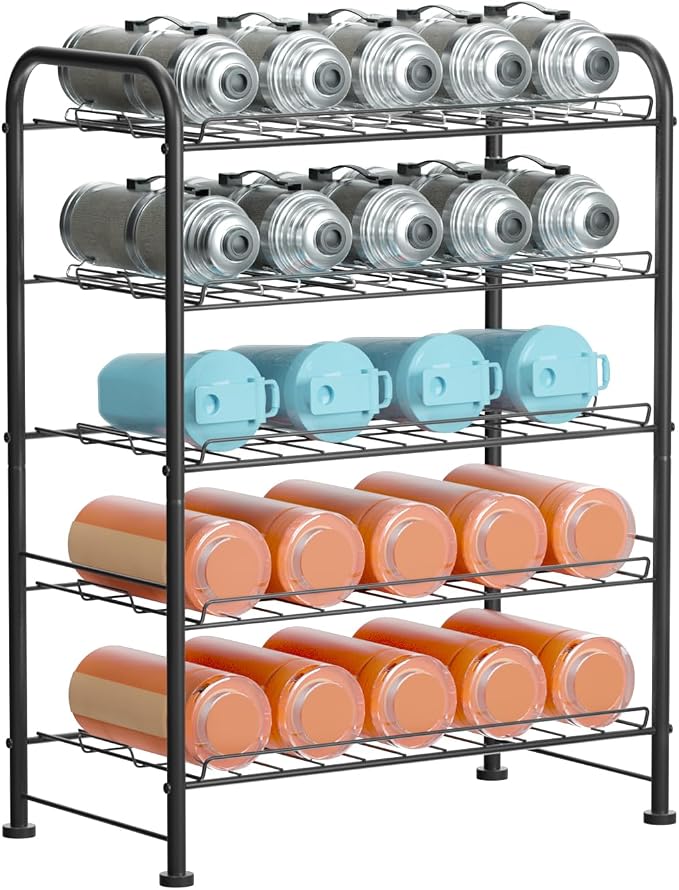 OYEAL Plastic Water Bottle Storage Rack 5 Tier Bottled Water Holder Organizer by OYEAL