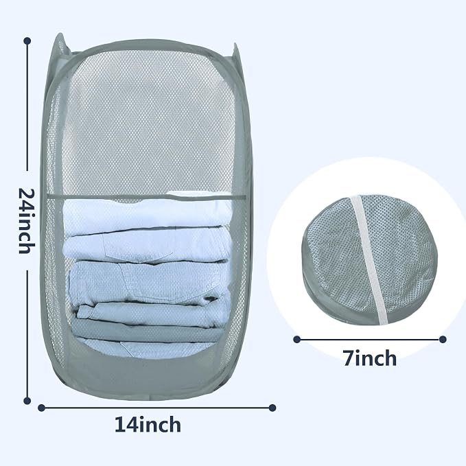 Pop Up Laundry Hamper, Mesh Laundry Basket Collapsible, Foldable Hamper - Image 2
