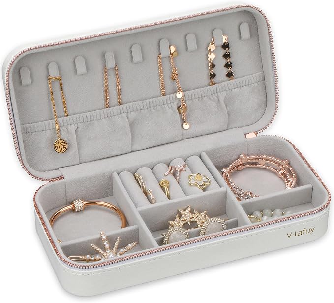 Jewelry Box Small Jewelry Boxes, PU Leather Portable Travel Jewelry Case by V-LafuyJewelryBox